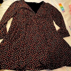 Long Sleeve Torrid Black Floral Skater Dress